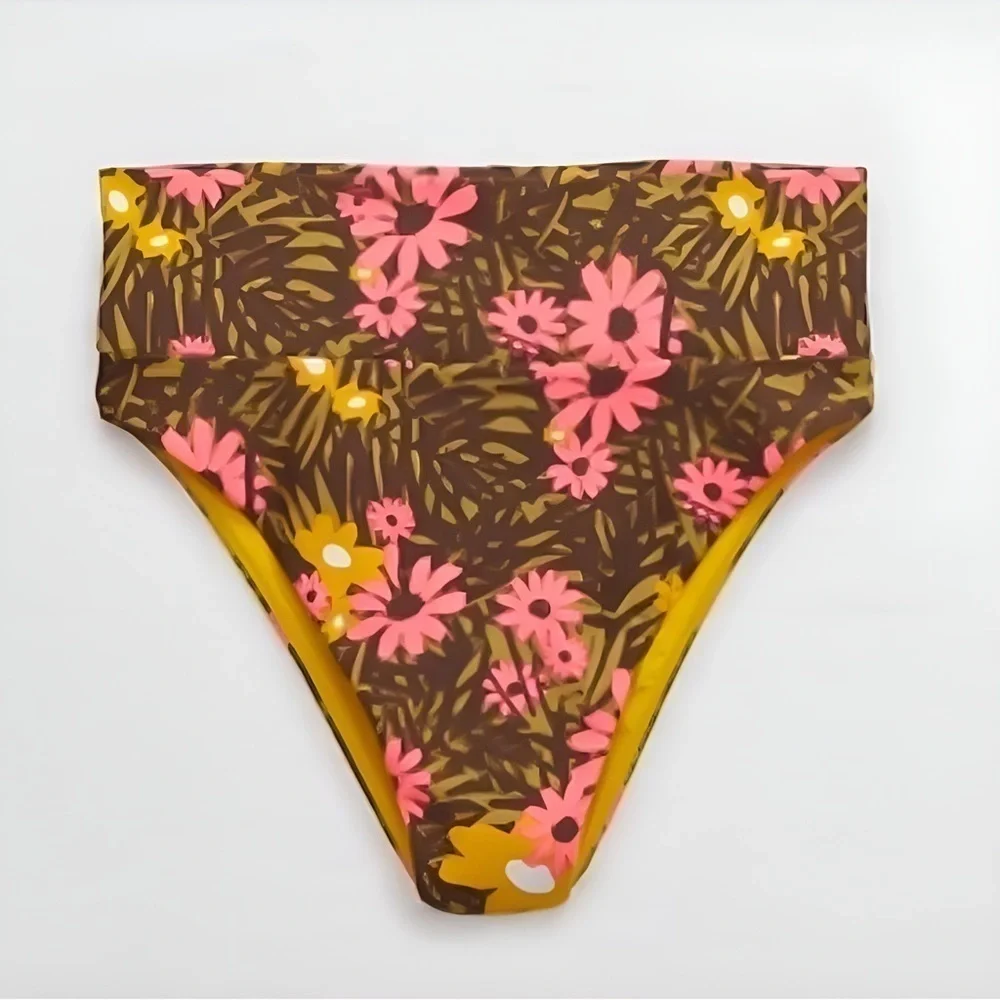 NEW Aerie High Cut Cheeky Bikini Bottoms Tropical Floral Print